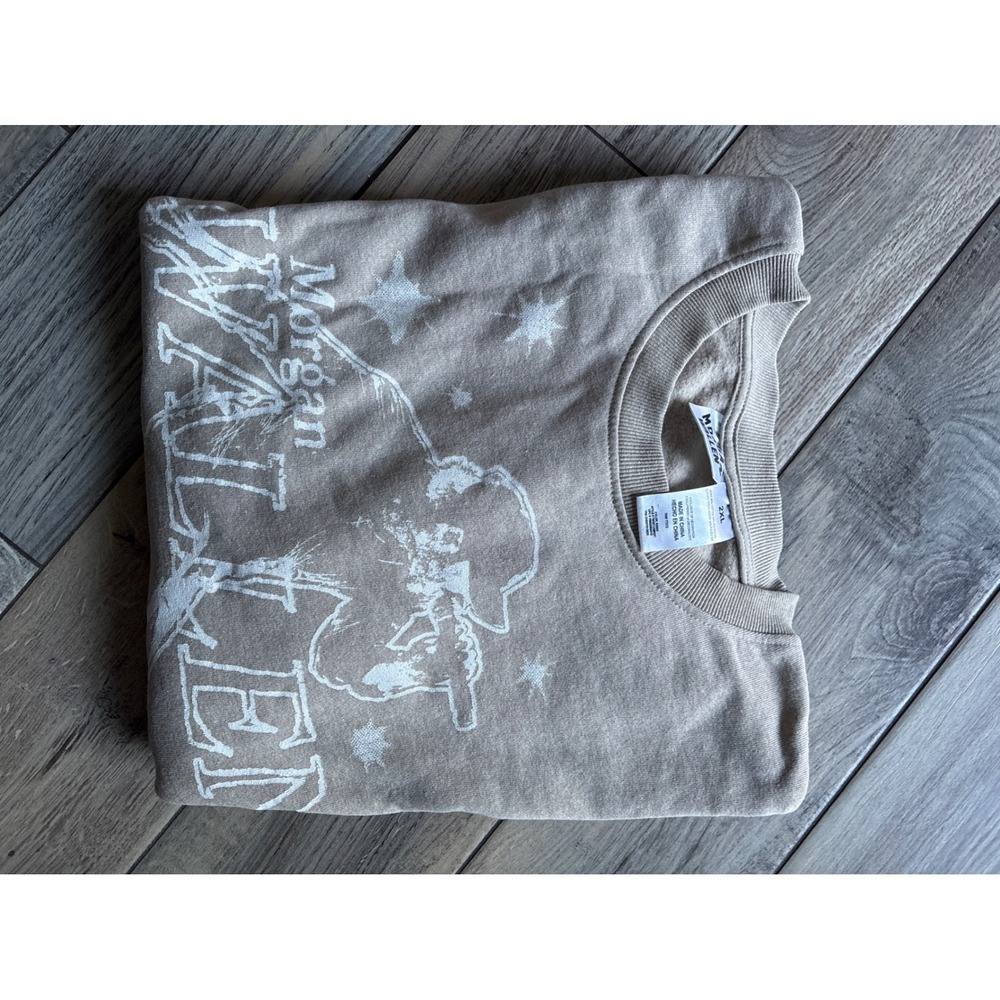 Morgan Wallen Sweatshirt Mens 2XL Khaki New Deconstructed Graphic Tour Merch - Picture 6 of 6